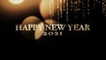 Happy New Year 2021 greetings card with shining golden bokeh particles on a background Royalty Free Stock Photo