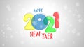 Happy new year 2021 greetings. Cheerful, multicolored, children s lettering