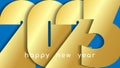 Happy new year 2023 greetings, consisting of large golden numbers