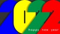 Happy new year 2022 greetings consisting of large multicolored numbers