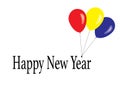 Happy New Year Greetings with three balloons