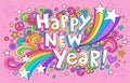 Happy New Year Groovy Notebook Doodles Vector