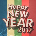 Happy New Year 2017 grunge colorful stripes Royalty Free Stock Photo