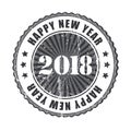 Happy New Year 2018 grunge rubber stamp.