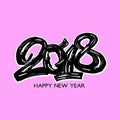 Happy new year 2018 hand craft expressive ink pattern.