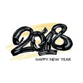 Happy new year 2018 hand craft expressive ink pattern.