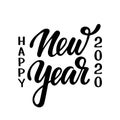 Happy New Year 2020. Hand drawn creative calligraphy, brush pen lettering. design holiday greeting cards and invitations of Merry