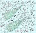 happy New Year hand drawn doodle style Royalty Free Stock Photo