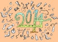 Happy New Year hand drawn doodle style Royalty Free Stock Photo
