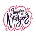 Happy New Year. Hand drawn vector lettering phrase. Isolated on white background Royalty Free Stock Photo