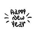 Happy New Year hand lettering calligraphy isolated on white background. Vector holiday illustration element.