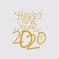 Happy New Year 2020 Hand Written Text Vector Illustration