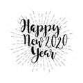 Happy New Year 2020 handlettered card design. ector illustration with lettering composition. New Year`s Eve label