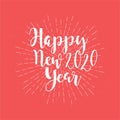 Happy New Year handlettered card design. Vector illustration with lettering composition. New Year`s Eve label