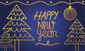 Happy new year 2021, hanging ball and pine trees season Royalty Free Stock Photo