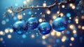 Happy New Year Hanging Baubles Blue Bokeh Beautiful 3D Royalty Free Stock Photo