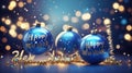 Happy New Year Hanging Baubles Blue Bokeh Beautiful 3D Royalty Free Stock Photo