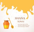 Happy New Year (Hebrew) Rosh Hashana greeting card with leaking honey.