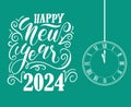 Happy New Year 2024 Holiday Abstract Green And White Design