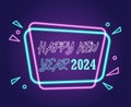 Happy New Year 2024 Holiday Design Neon Cyan And Pink Abstract