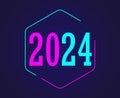 2024 Happy New Year Holiday Graphic Design Purple And Cyan Abstract