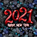 Happy New 2021 Year. Holiday vector illustration of red gradient numbers 2021 snowflakes background. Festive poster or banner Royalty Free Stock Photo