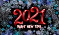 Happy New 2021 Year. Holiday vector illustration of red gradient numbers 2021 snowflakes background. Festive poster or banner Royalty Free Stock Photo