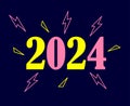 2024 Happy New Year Holiday Yellow And Pink Graphic Design