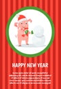 Happy New Year Holidays, Piglet in Santa Costume