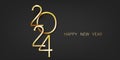 2024 Happy new year. Holyday banner with Golden metallic numbers date 2024. Dark luxury background. Vector illustration. Royalty Free Stock Photo