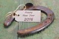 Happy new year 2016 with horse shoe Royalty Free Stock Photo