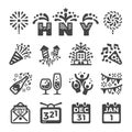 Happy new year icon set