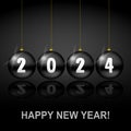 Happy new year 2024 illustration. Greeting card with Christmas baubles. Pendulum concept design Royalty Free Stock Photo