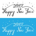 Happy New Year 2017 inscription. Hand drawn lettering with curve Royalty Free Stock Photo