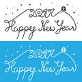 Happy New Year 2017 inscription. Mono line hand drawn lettering Royalty Free Stock Photo