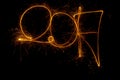 Happy New Year inscription 2017 sparklers Royalty Free Stock Photo