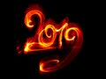 Happy new year 2019 isolated numbers lettering written with white fire flame or smoke on black background Royalty Free Stock Photo