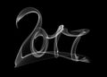 Happy new year 2017 isolated numbers lettering written with white fire flame or smoke on black background Royalty Free Stock Photo