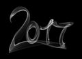 Happy new year 2017 isolated numbers lettering written with white fire flame or smoke on black background Royalty Free Stock Photo