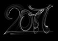 Happy new year 2017 isolated numbers lettering written with white fire flame or smoke on black background Royalty Free Stock Photo