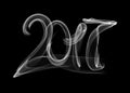 Happy new year 2017 isolated numbers lettering written with white fire flame or smoke on black background Royalty Free Stock Photo
