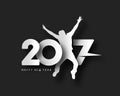 Happy new year 2017 with jumping men illustration Royalty Free Stock Photo