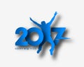 Happy new year 2017 with jumping men illustration Royalty Free Stock Photo