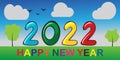 Happy new year 2022 wishes for kids children vector illustration Royalty Free Stock Photo