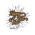 Happy New Year letter hand drawn calligraphy background