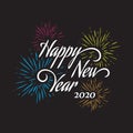 Happy New Year letter hand drawn calligraphy background