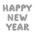 Happy New Year lettering. Adult coloring book Royalty Free Stock Photo