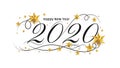 2020 Happy New Year lettering banner design with ornament for new year