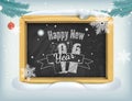 Happy New Year lettering on blackboard