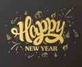 Happy new year Lettering Gold Design. vector illustration